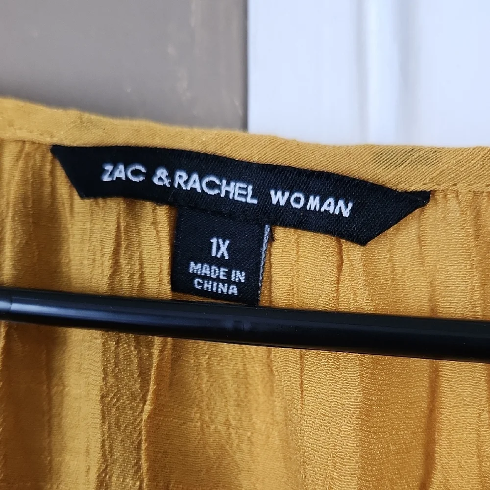 Zac & Rachel Yellow Blouse with Bib Collar and 3/4 Sleeves - Picture 2 of 5